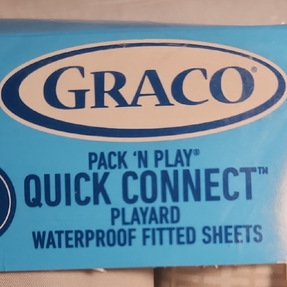 Graco Quick Connect Waterproof Fitted Sheets - Gray and White Playard - Picture 8 of 8